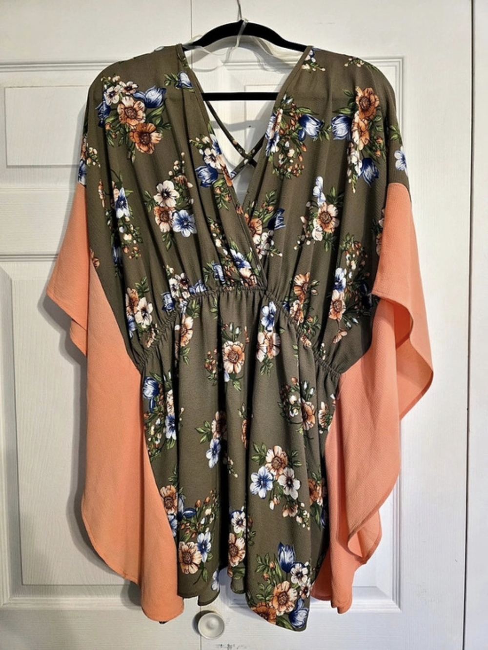 Janette Plus Floral Tunic In Green & Orange Size 1X Like New